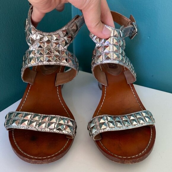 7 for all Mankind Studded Strap Block Heel Sandals Womens Size 7 - Picture 6 of 8